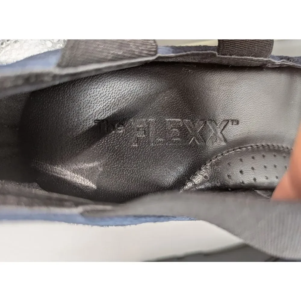 The Flexx Blue Suede Cross-Band Get Back Mary Jane Wedge Shoes New SZ 7.5